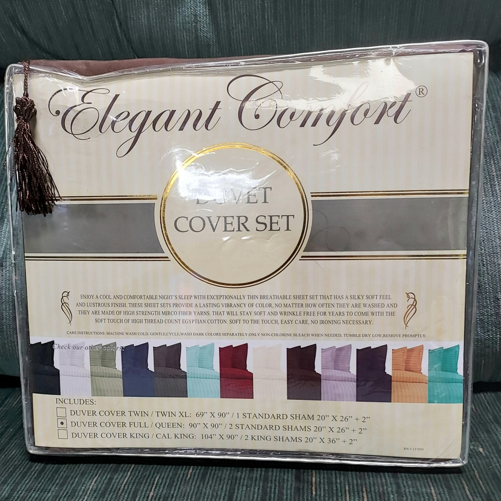 New Duvet Cover Set With 2 Shams Full/Queen 1500 Thread Count Chocolate Brown